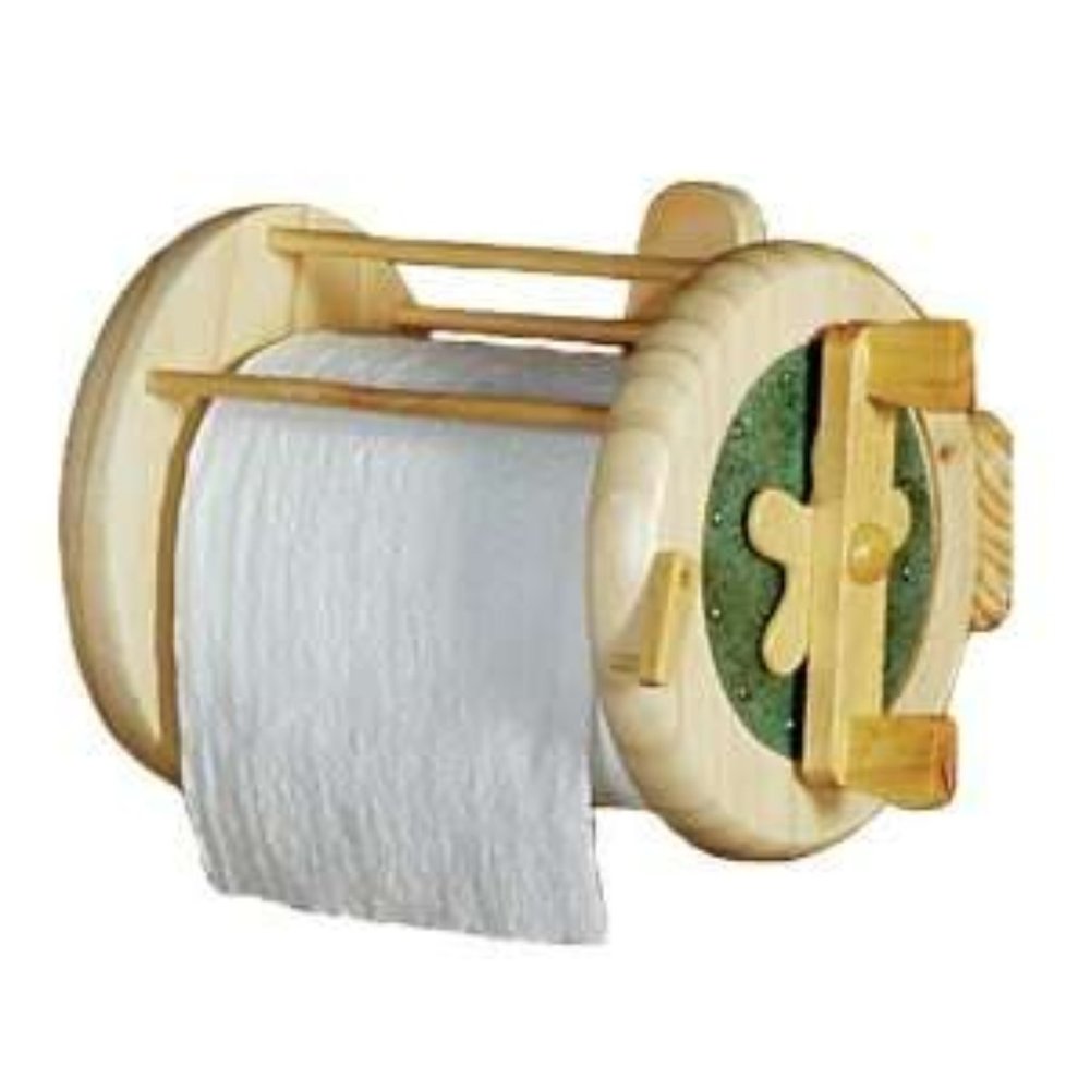Fishing Reel Wooden Toilet Paper Holder